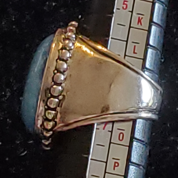 Premier Designs silvertone turquoise colored stone ring size 6 1/2 - Picture 8 of 9